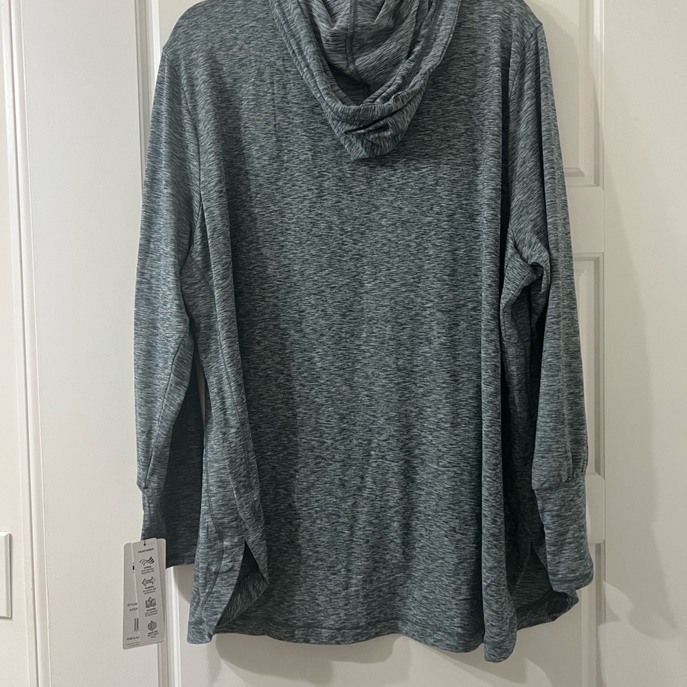 Heather Gray Cowl Neck Pullover Athletic Hoodie - Picture 2 of 8